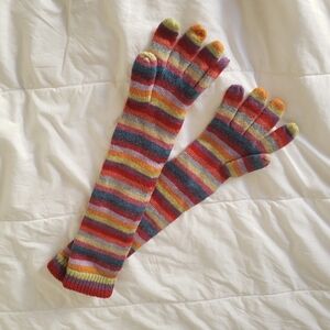 Aldo Colorful Striped Knit Gloves 50% Wool